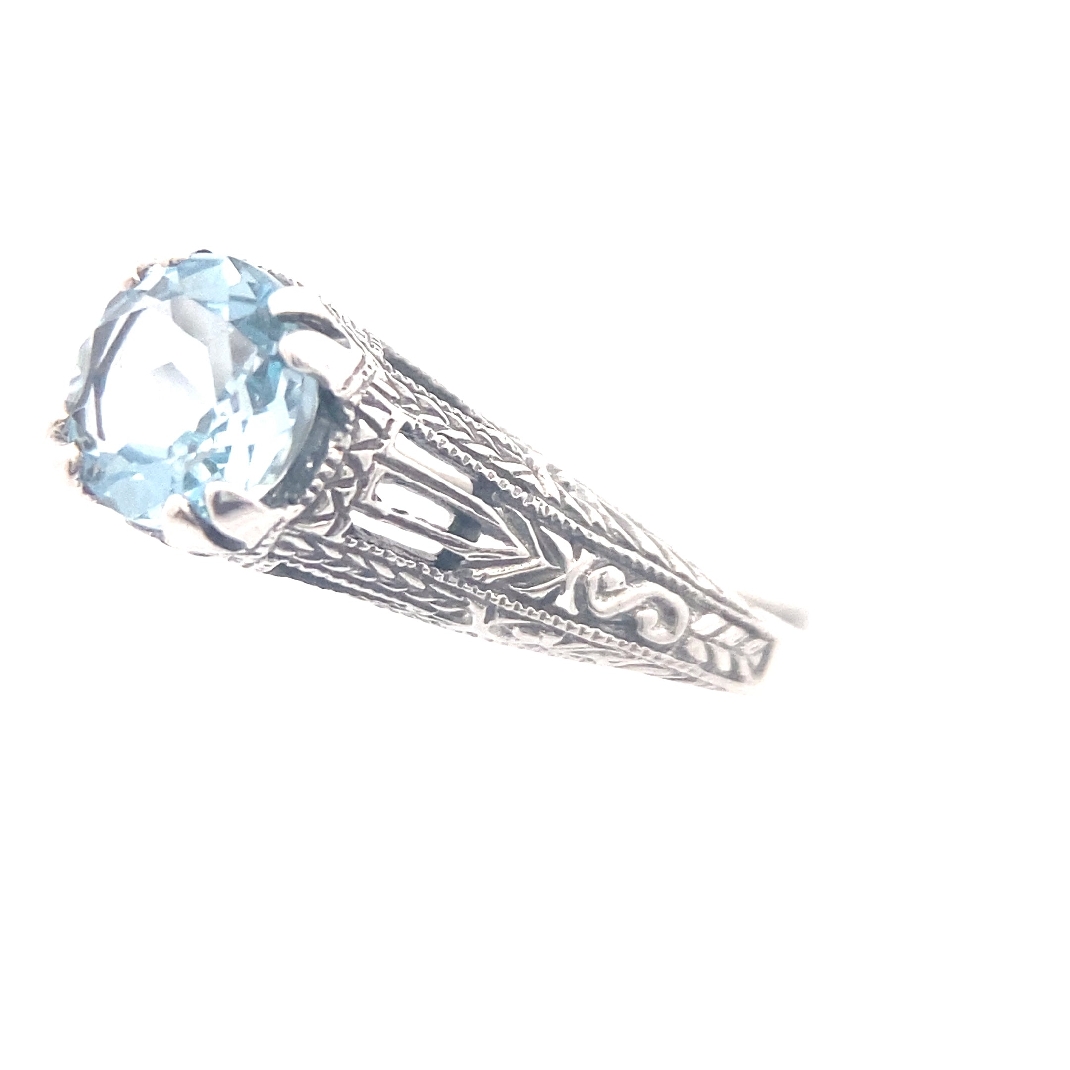 Sterling Silver Deco Sky Blue Topaz Ring