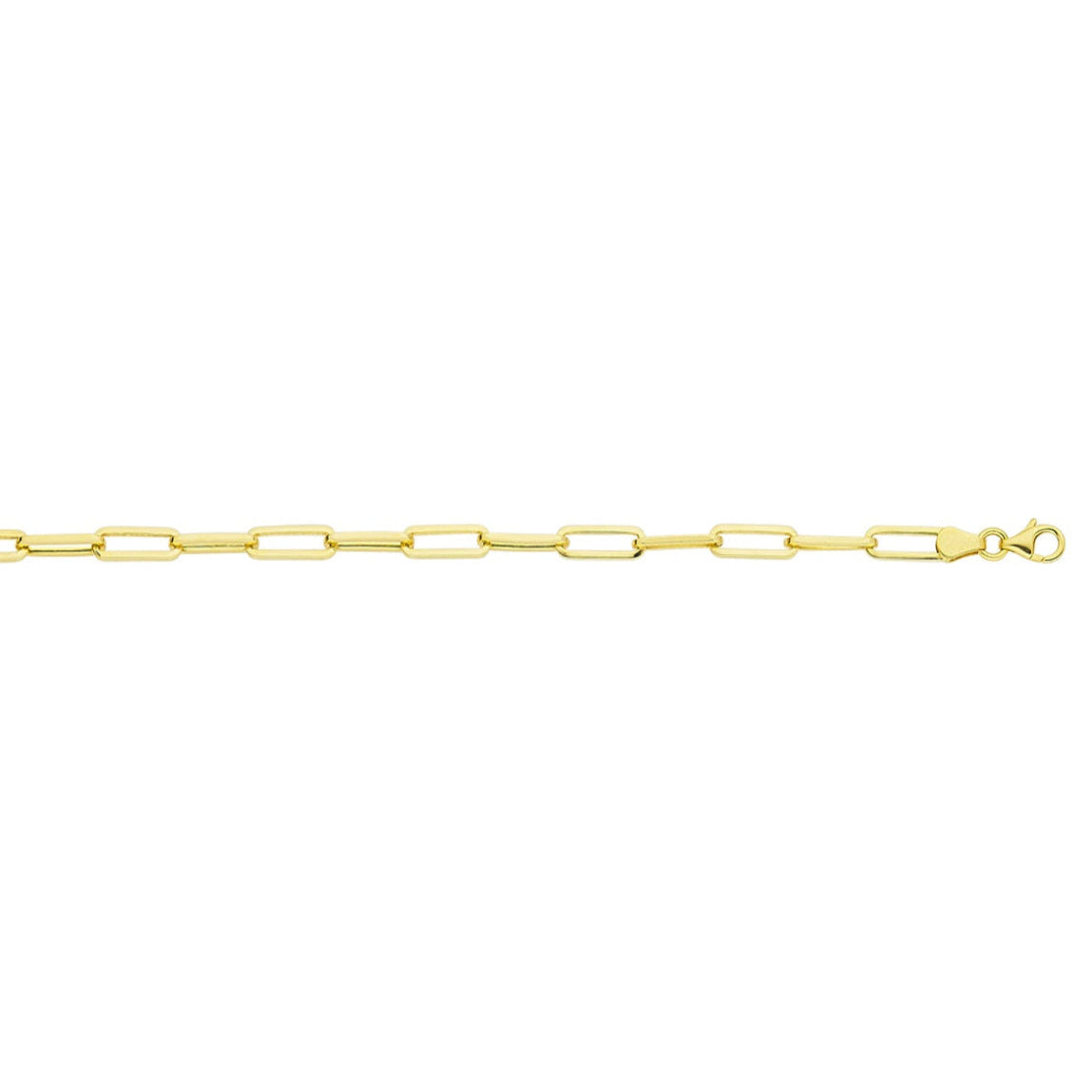 Half of the 10K Yellow Gold 4.0mm Solid Paperclip Link Chain shown laying flat on a white background.