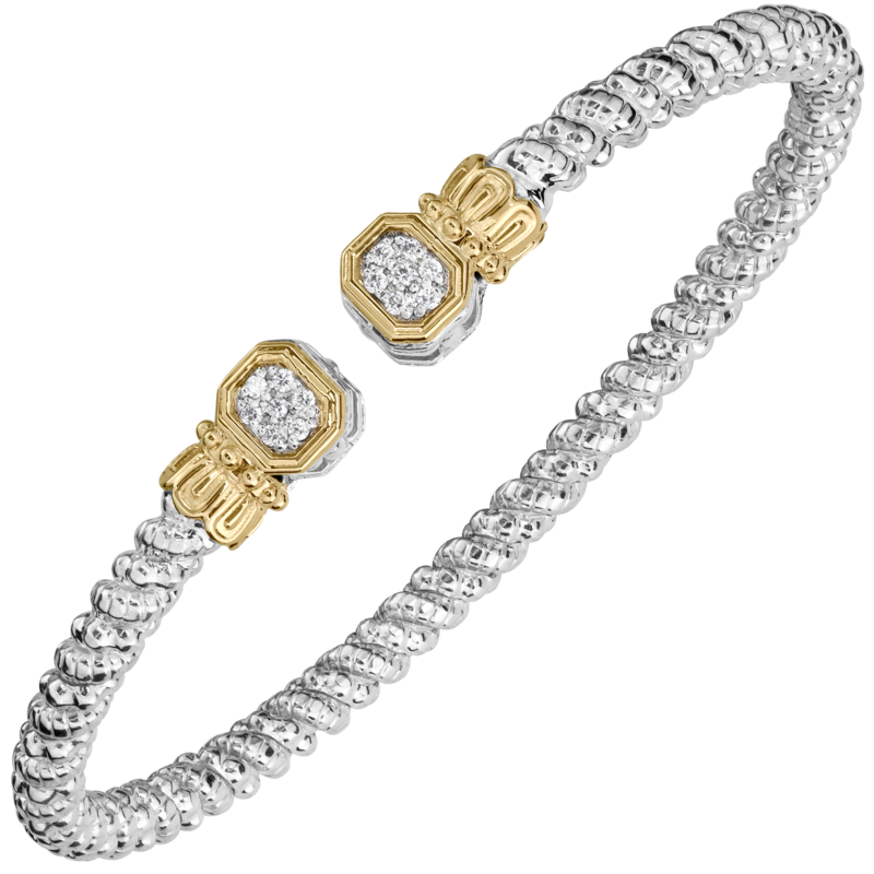 VAHAN 14K Yellow Gold & Sterling Silver 0.11CTW. Diamond 3MM Stackable Bracelet (Online Only)