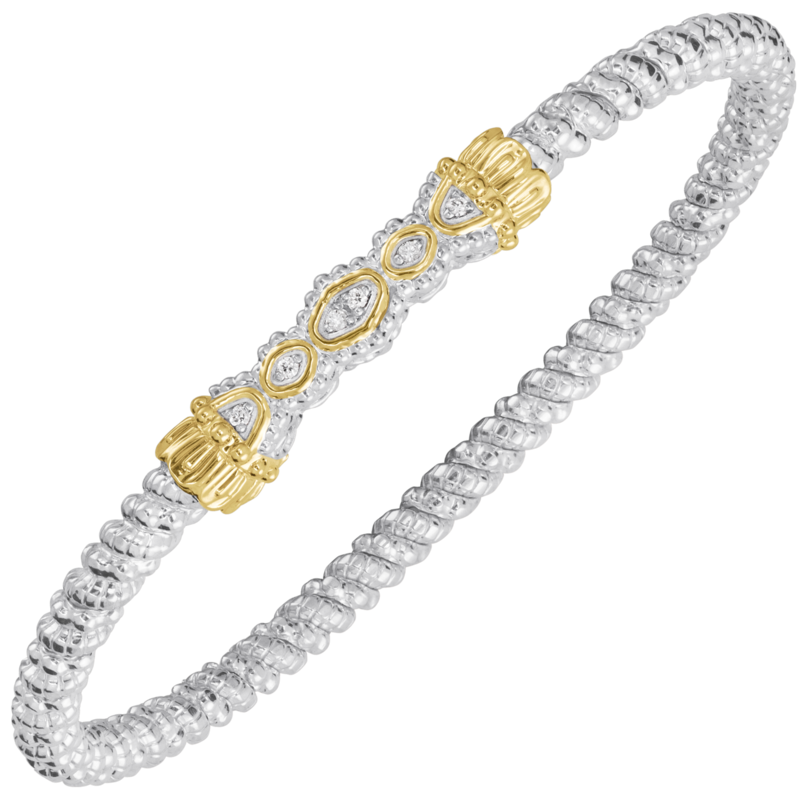 VAHAN 14K Yellow Gold & Sterling Silver 0.05CTW. Diamond 3MM Stackable Bracelet (Online Only)