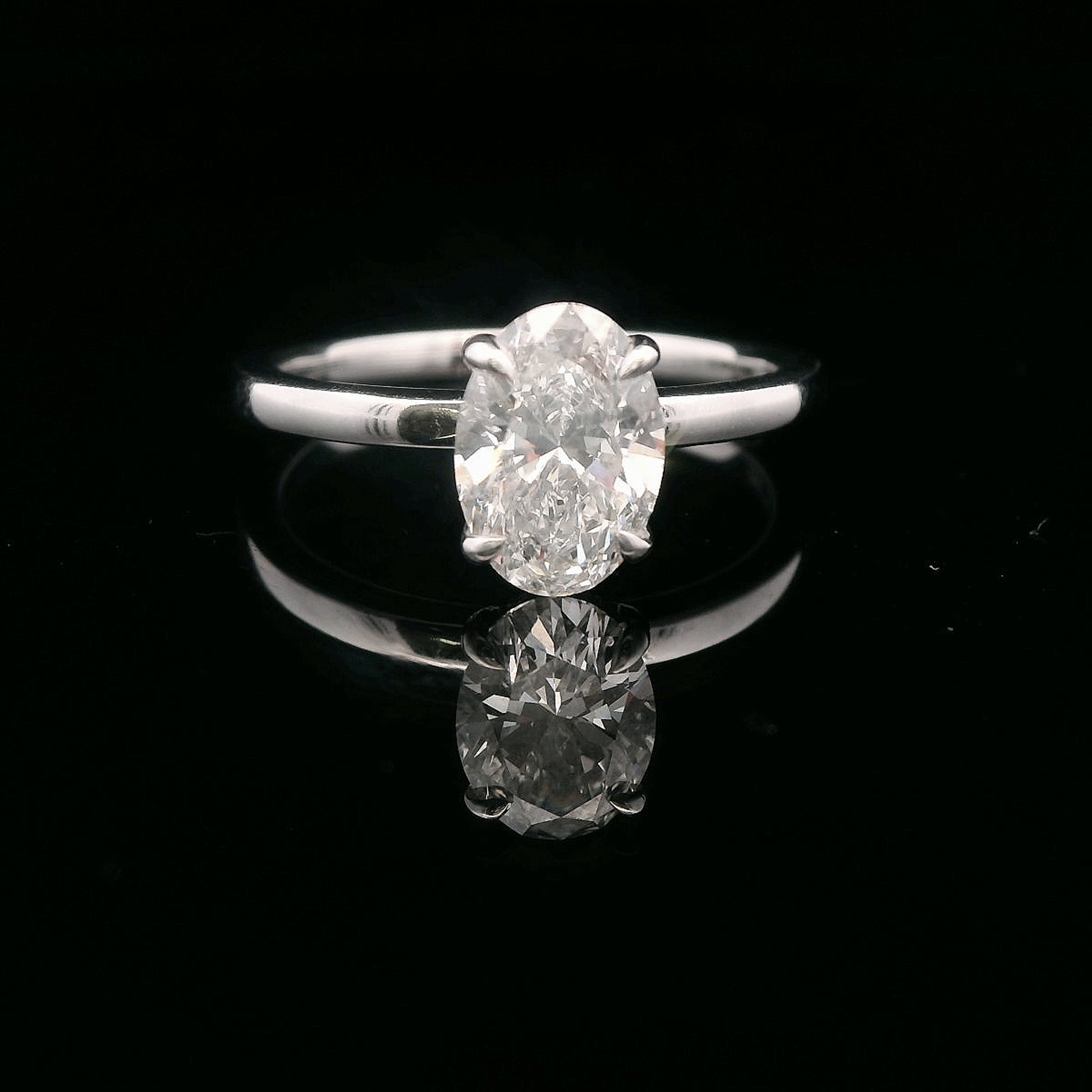 14K White Gold Certified  1 CT. Oval-Cut Lab-Grown Diamond Hidden Halo Engagement Ring