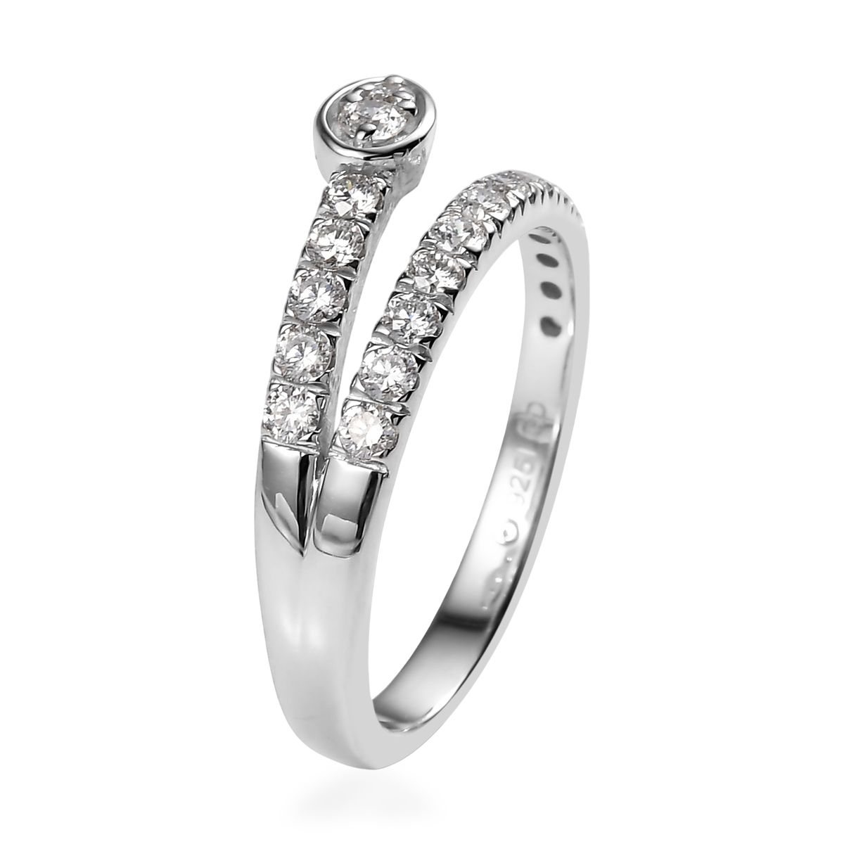 Sterling Silver 0.54CTW. Lab-Grown Diamond Snake Ring