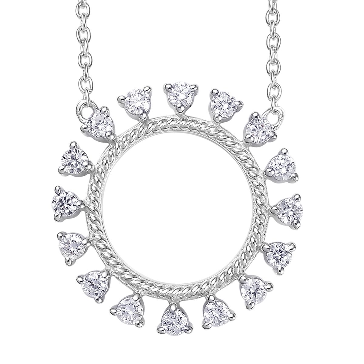 Sterling Silver 0.50CTW. Lab-Grown Diamond Open Circle Dandelion Necklace