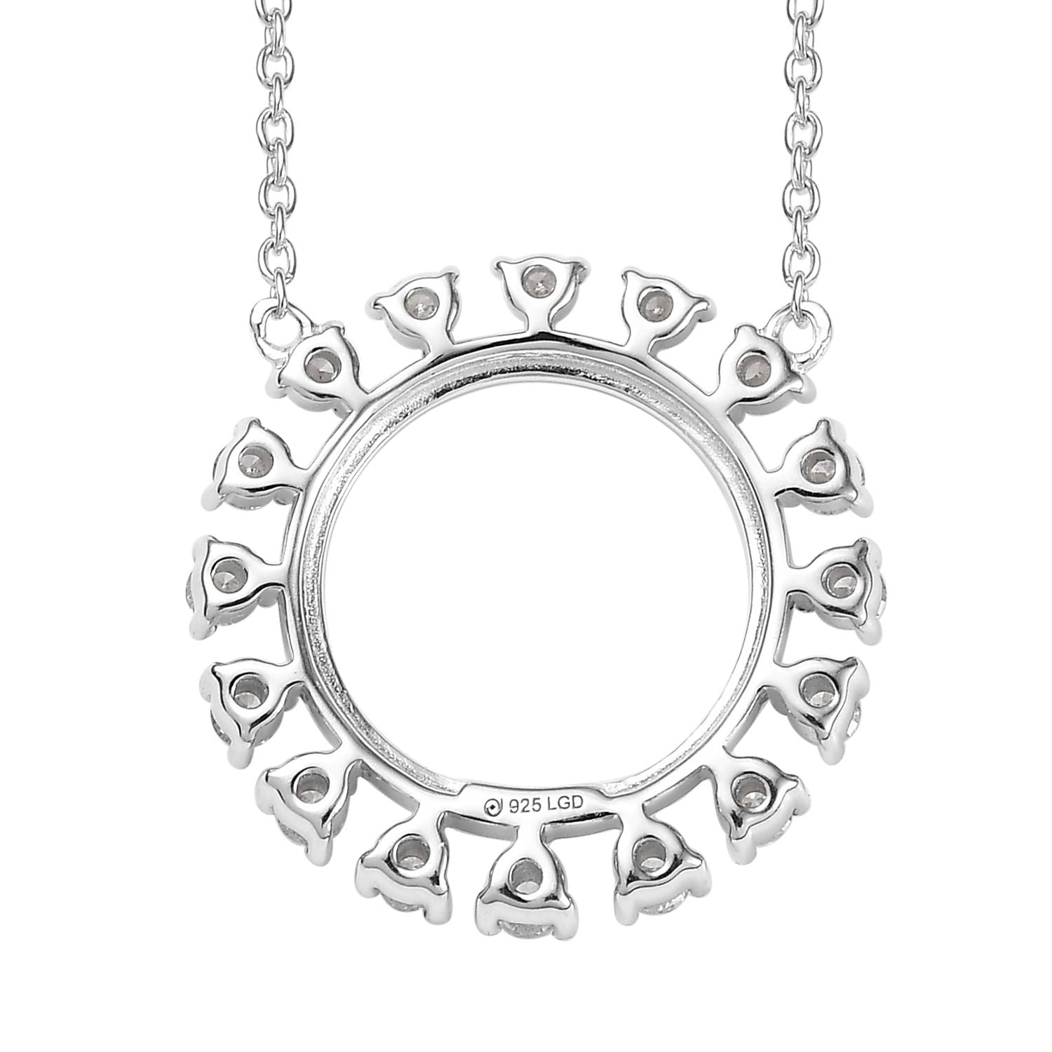 Sterling Silver 0.50CTW. Lab-Grown Diamond Open Circle Dandelion Necklace