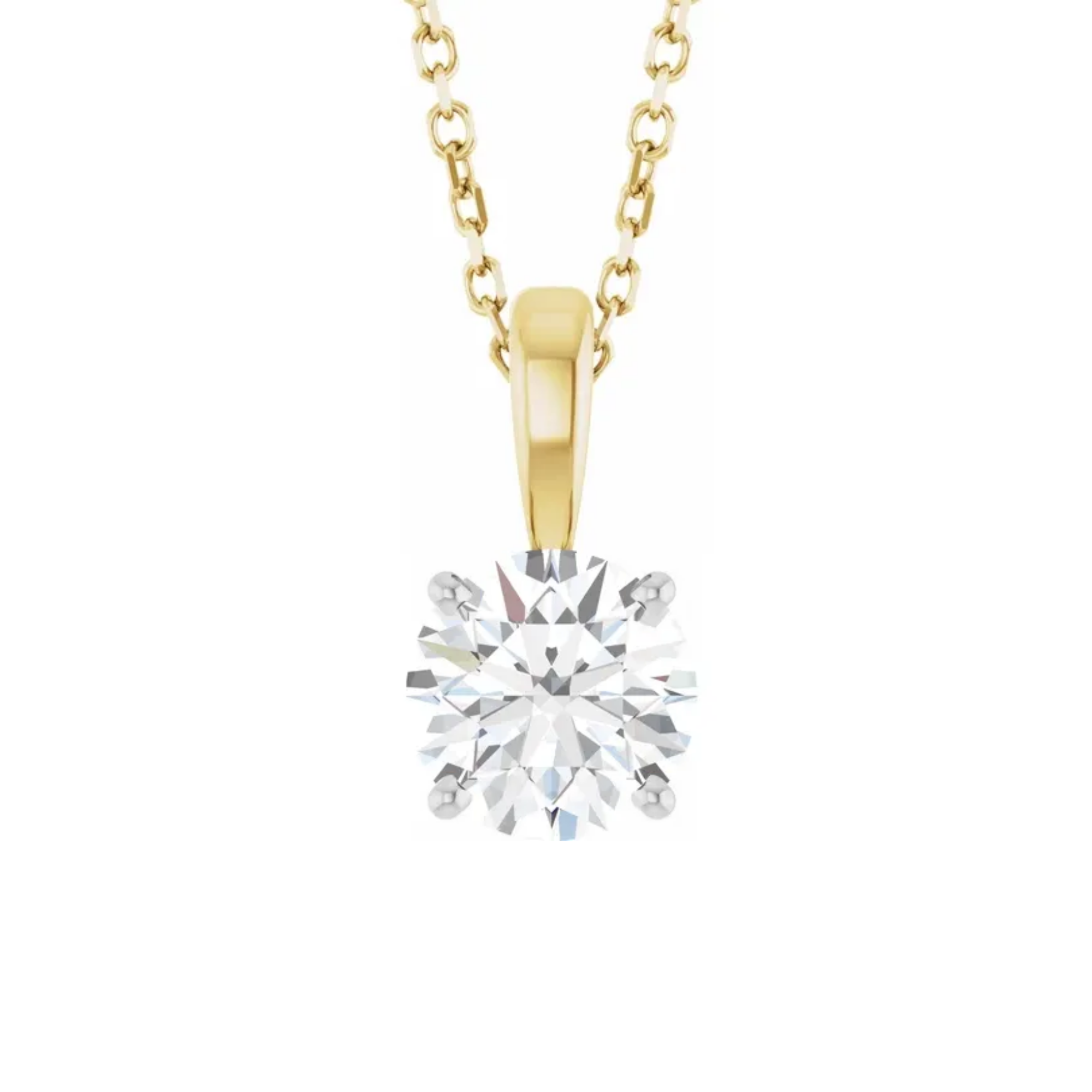 Gold-Plated 0.70CTW. Round Lab-Grown Diamond Solitaire Pendant Necklace