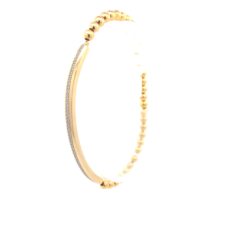Yellow-Gold Plated Sterling Silver 1/10CT. Diamond Bead-Set Stretch Bracelet
