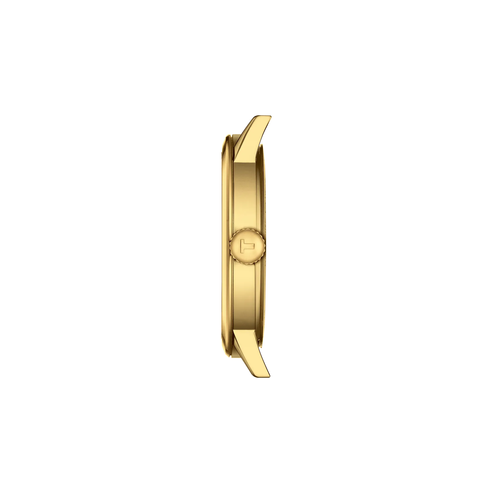 Gold watch case on a white background