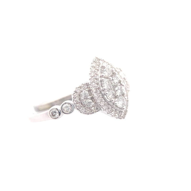 10K White Gold 1/2CT. Diamond Marquise-Framed Cluster Engagement Ring