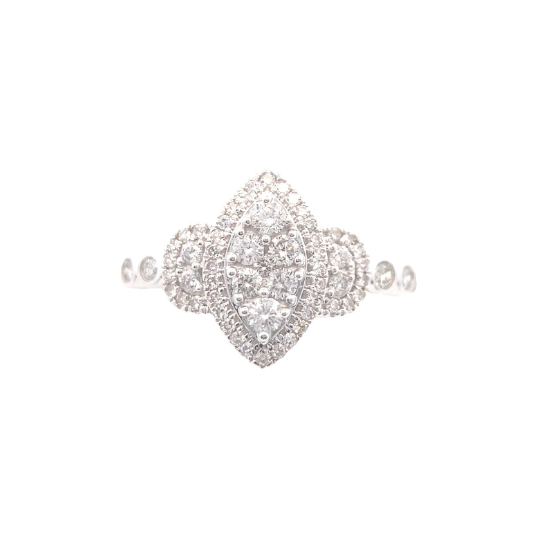10K White Gold 1/2CT. Diamond Marquise-Framed Cluster Engagement Ring