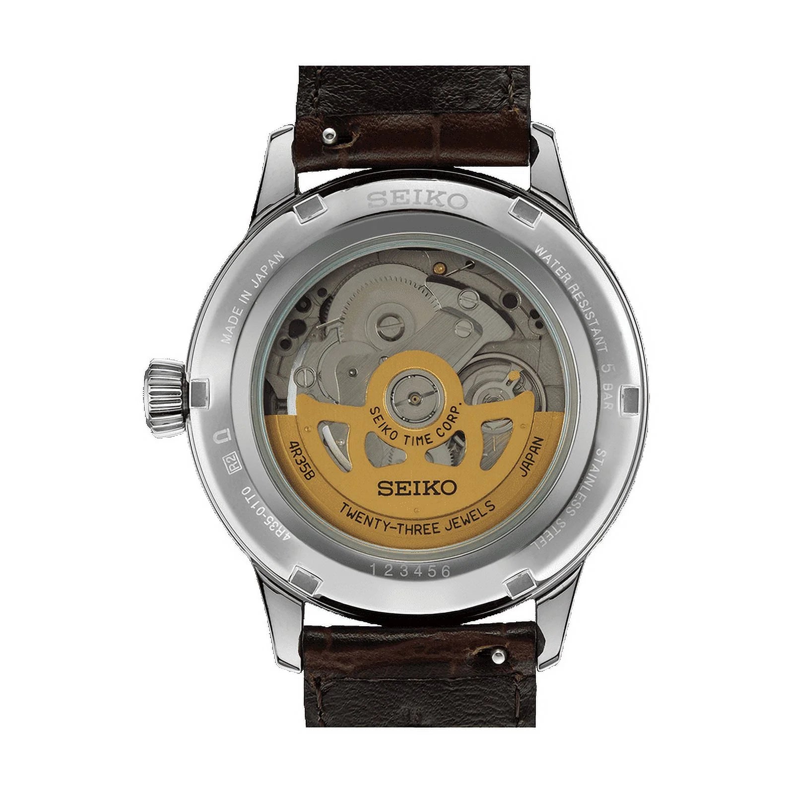 SEIKO Men's Presage Cocktail Time Brown Leather Strap Watch