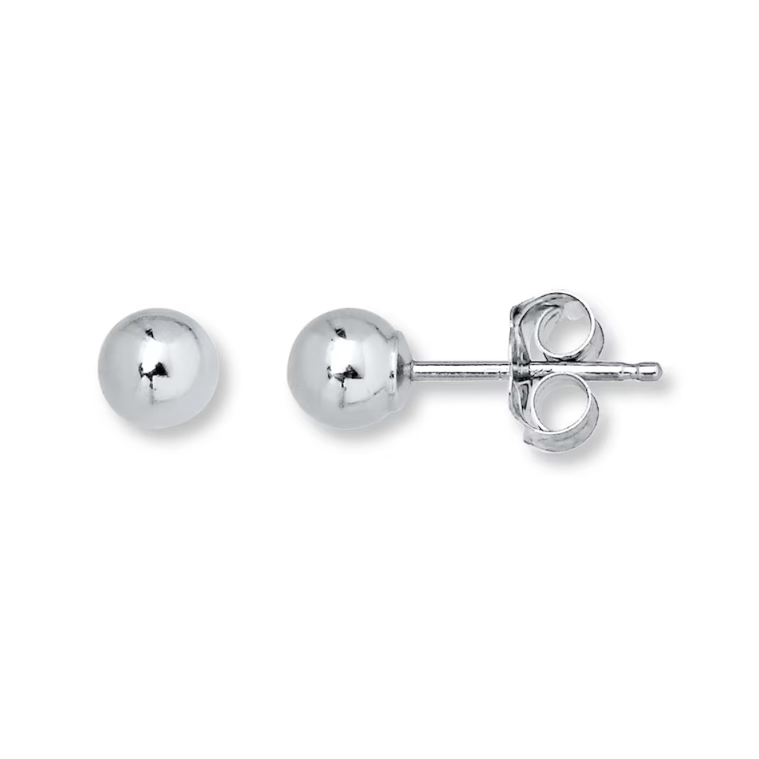 14K White Gold 4MM Ball Stud Earrings