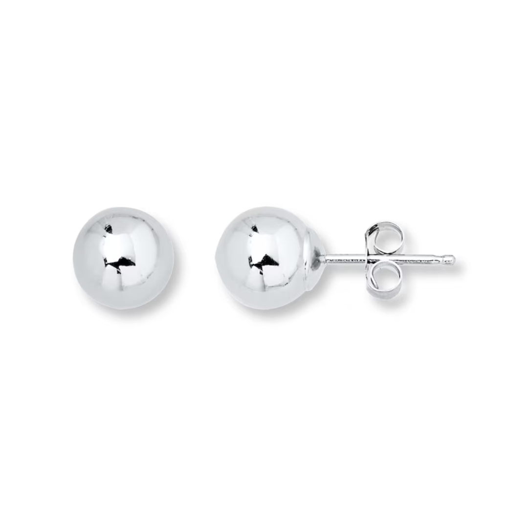 14K White Gold 6MM Ball Stud Earrings