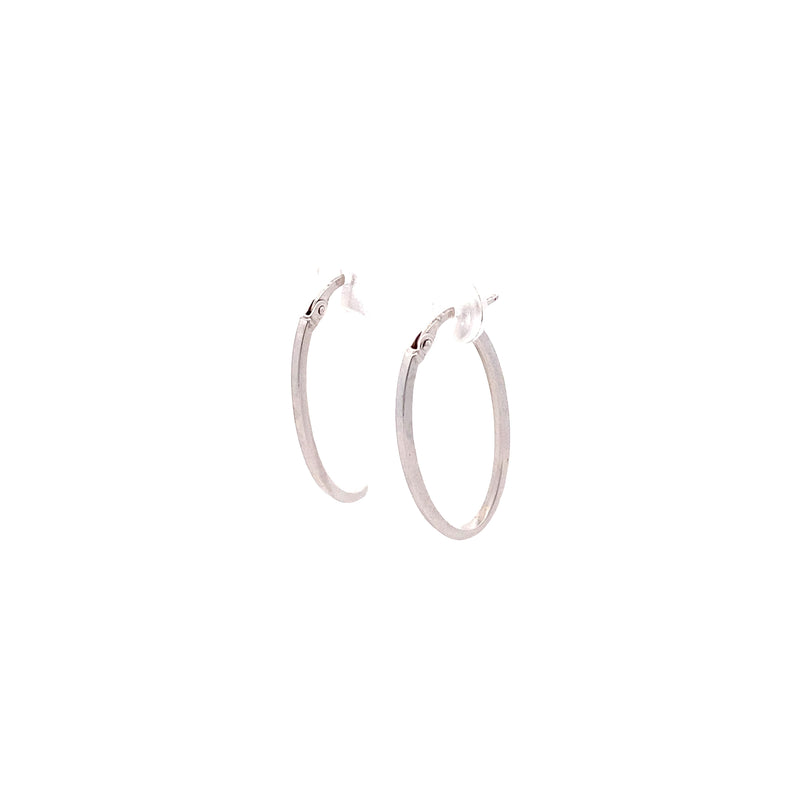 10K White Gold 9.5MM Oval Hoop Earrings