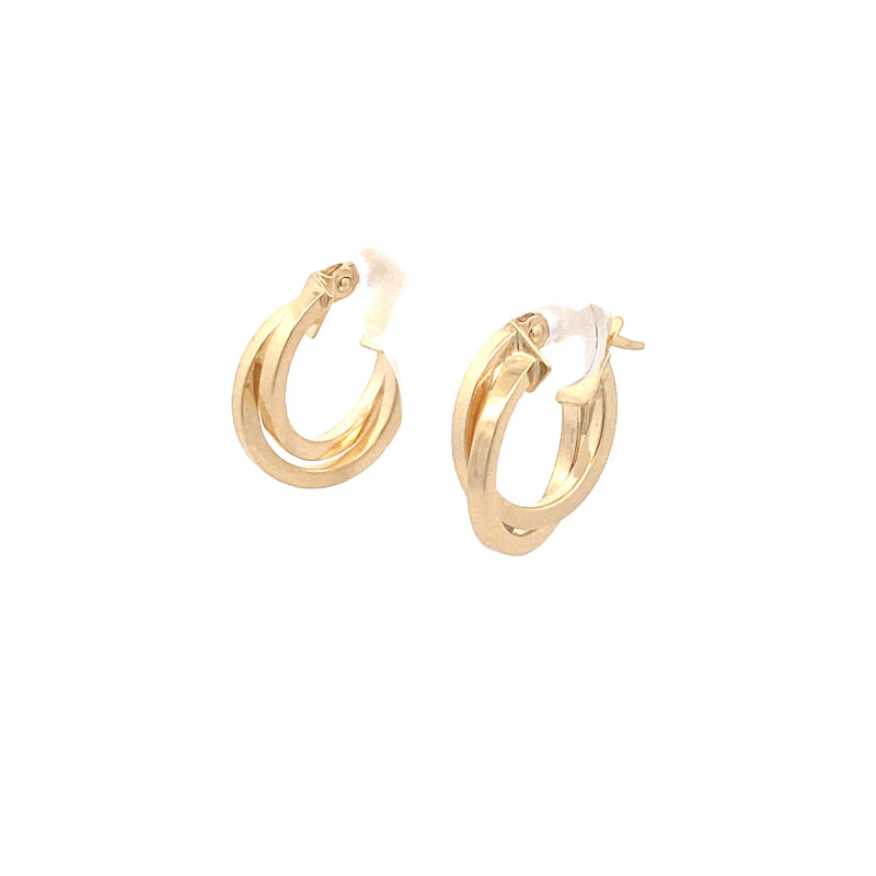 10K Yellow Gold Double Huggie Hoop Earrings