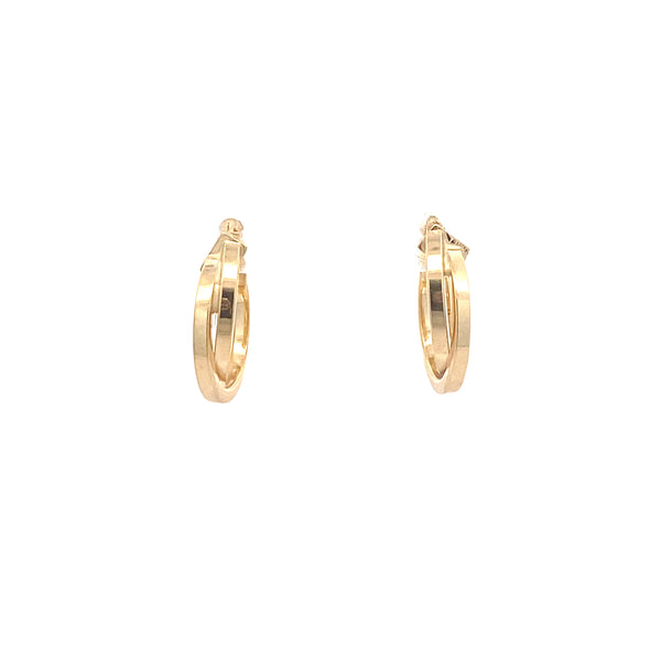 10K Yellow Gold Double Huggie Hoop Earrings