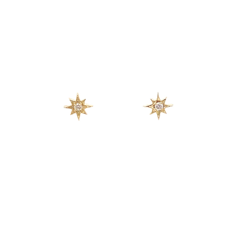 14K Yellow Gold 1/50CT. Northern Star Diamond Earrings