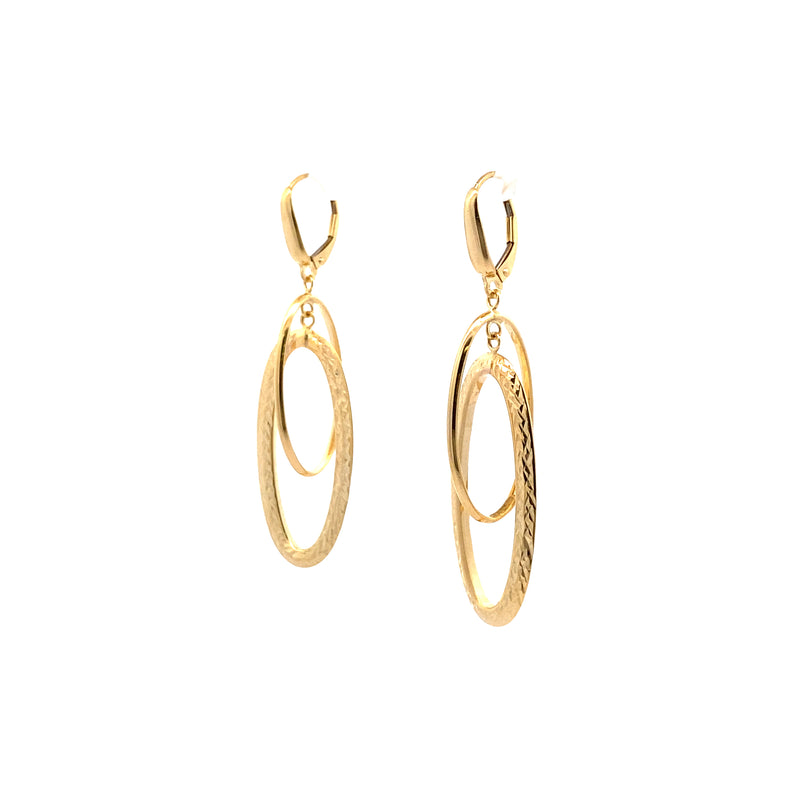 10K Yellow Gold Double-Link Diamond-Cut Dangle Earrings