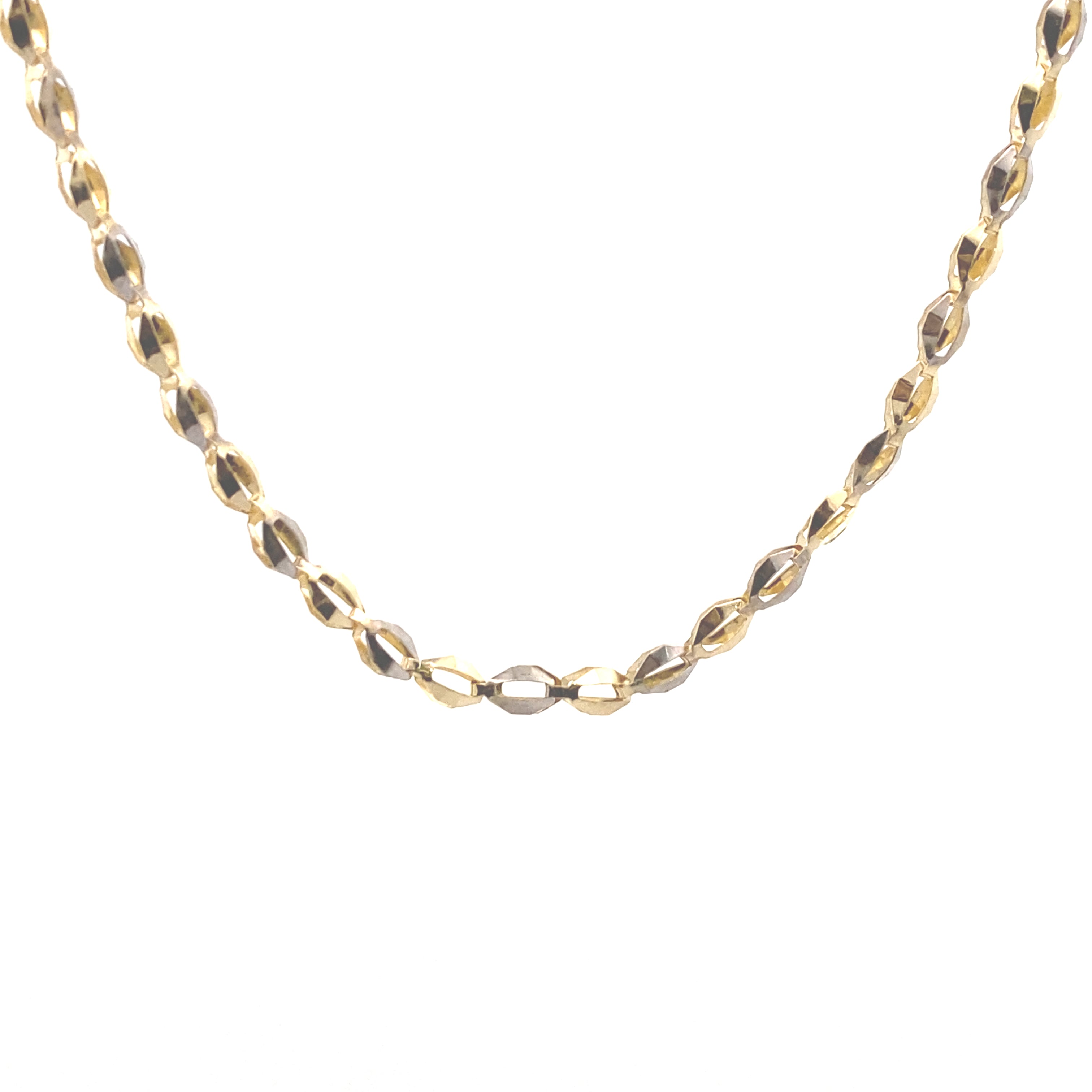 10K Gold Two-Tone Diamond Cut Fancy Link Chain