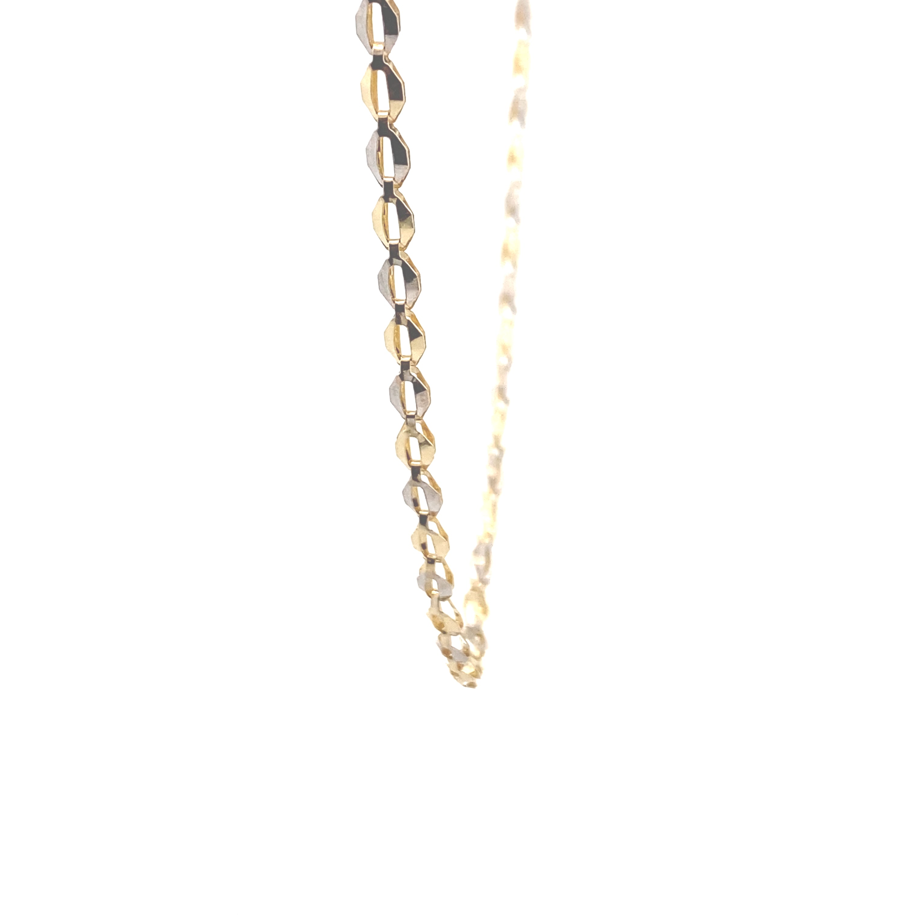 10K Gold Two-Tone Diamond Cut Fancy Link Chain