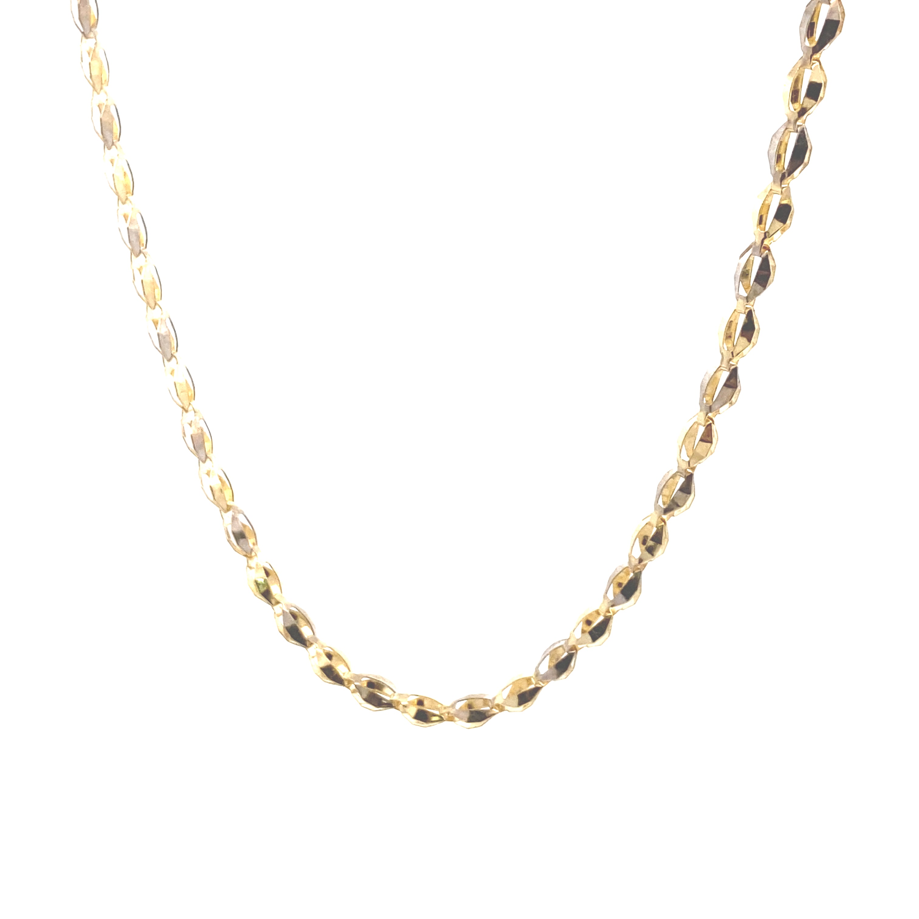 10K Gold Two-Tone Diamond Cut Fancy Link Chain