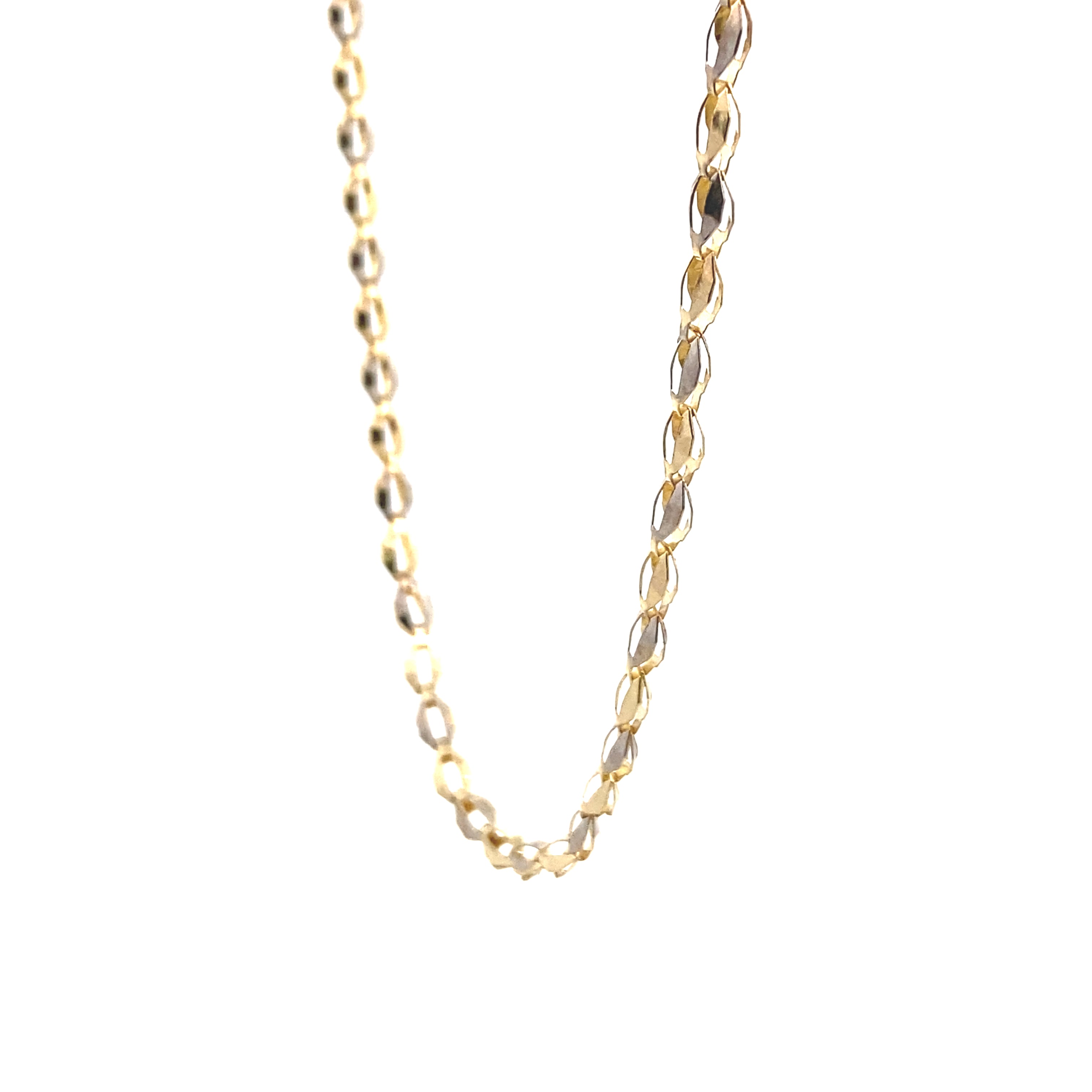 10K Gold Two-Tone Diamond Cut Fancy Link Chain