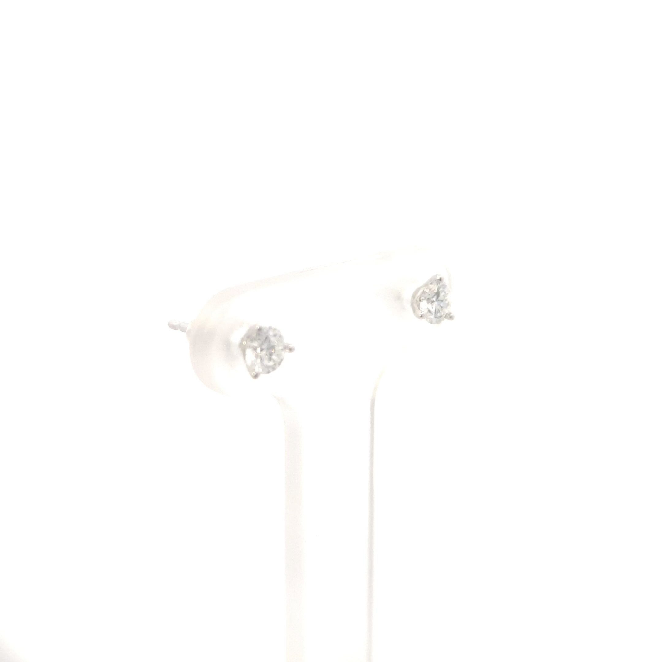 14K White Gold 1/3CT. Lab-Grown Martini Set Diamond Stud Earrings