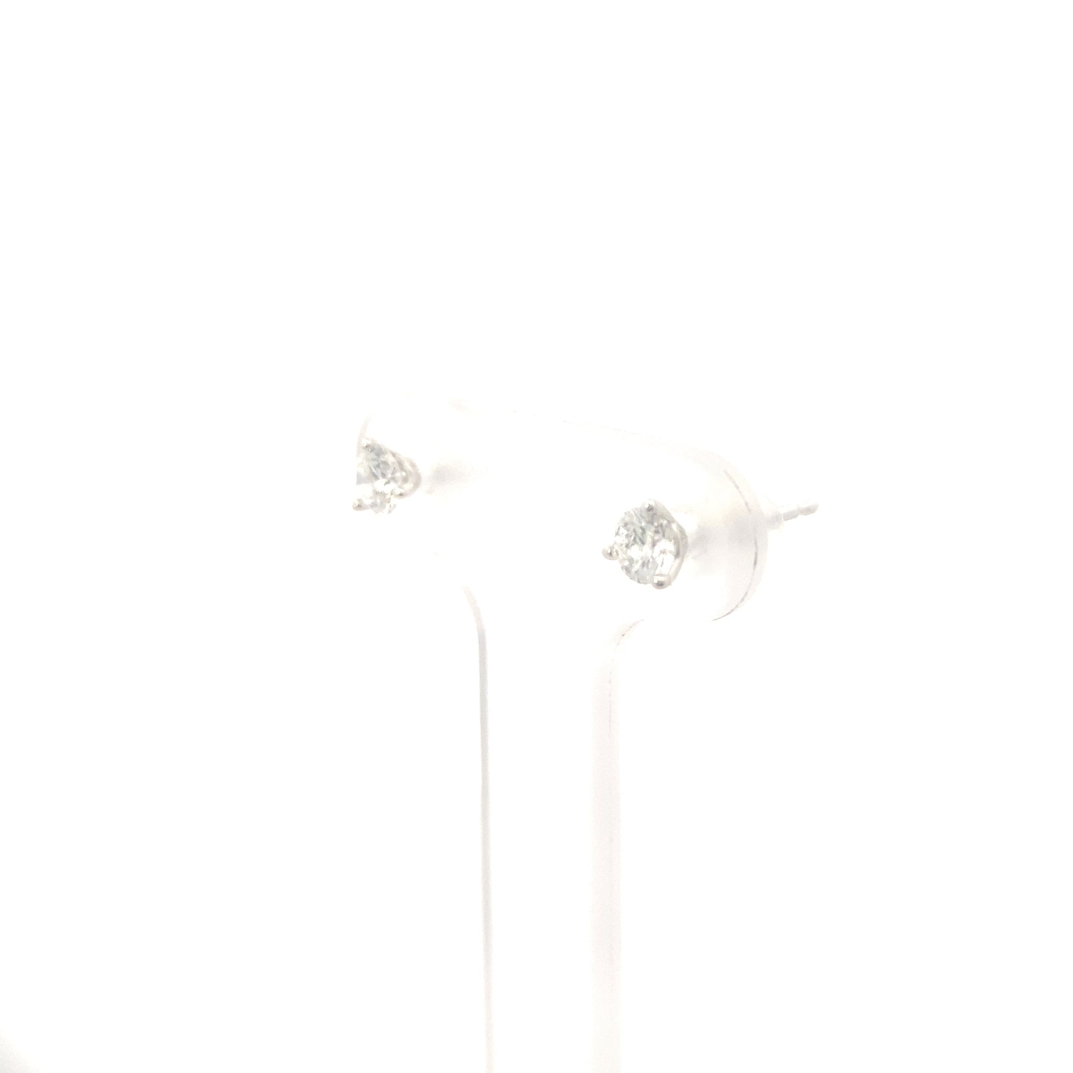 14K White Gold 1/3CT. Lab-Grown Martini Set Diamond Stud Earrings