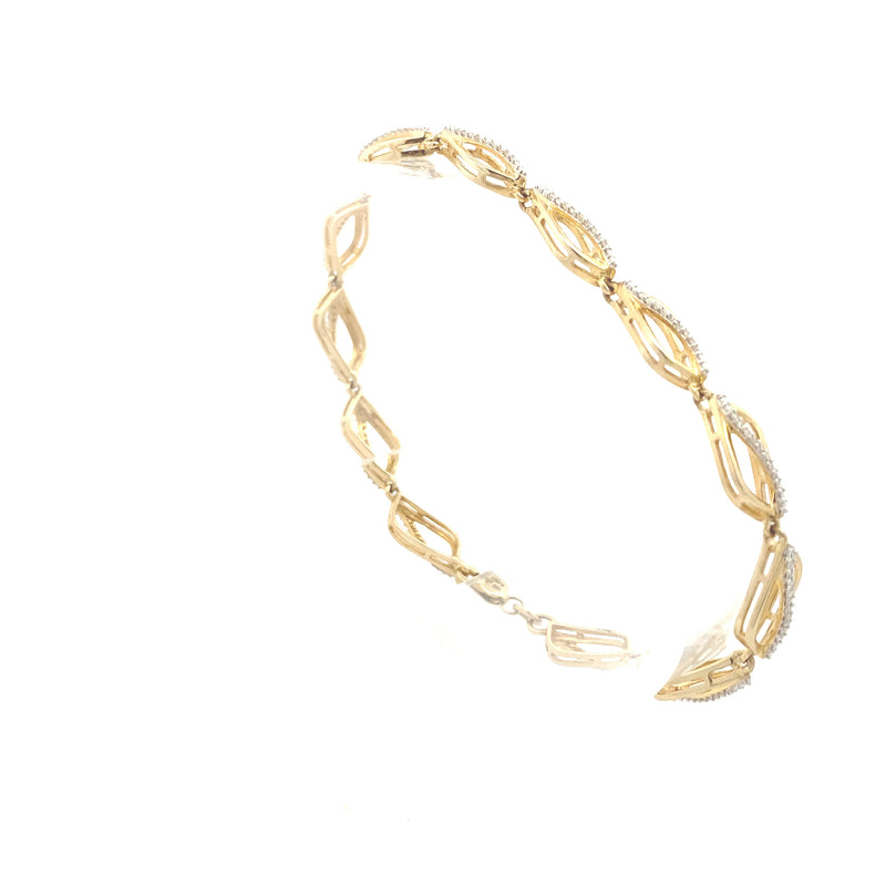 10K Yellow Gold 1/4 CT. Diamond Fancy Link Bracelet