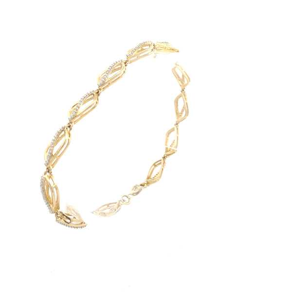 10K Yellow Gold 1/4 CT. Diamond Fancy Link Bracelet
