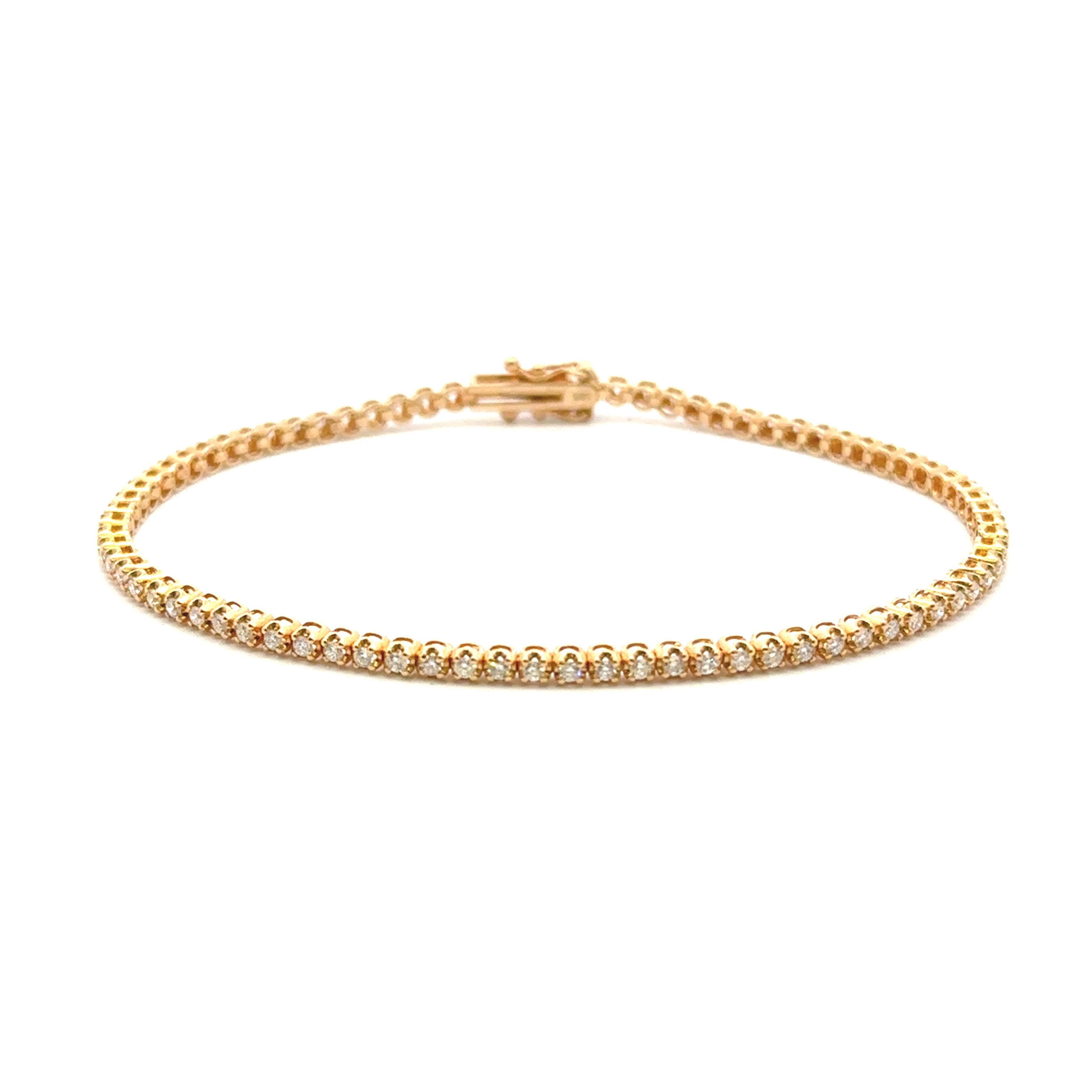 14K Yellow Gold 1CTW. Natural Diamond Scalloped Tennis Bracelet