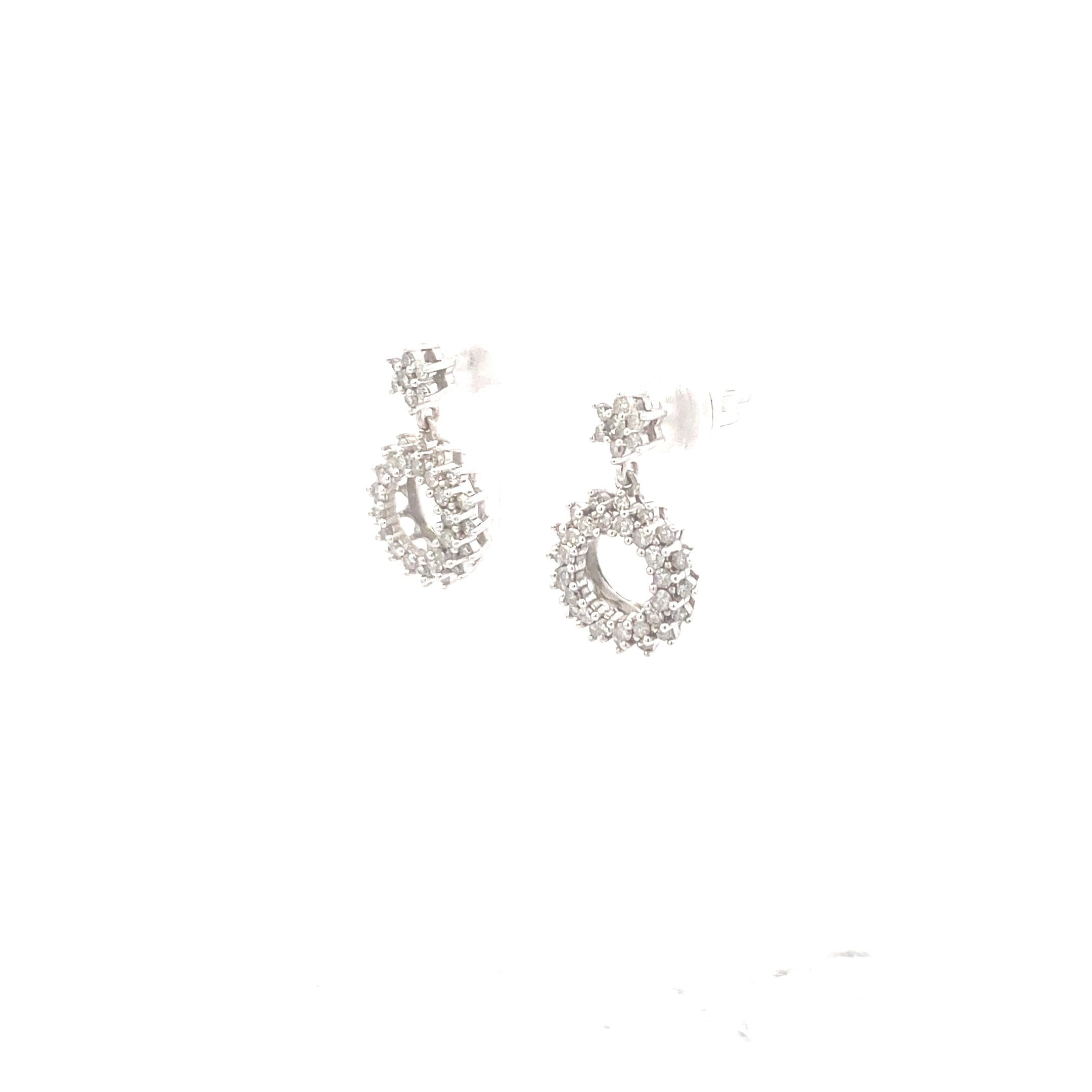 10K White Gold 1/2CT. Diamond Dangle Earrings