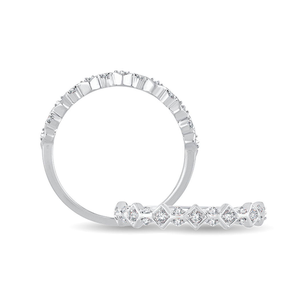 14K White Gold 1/6CT. Diamond Sculptural Band