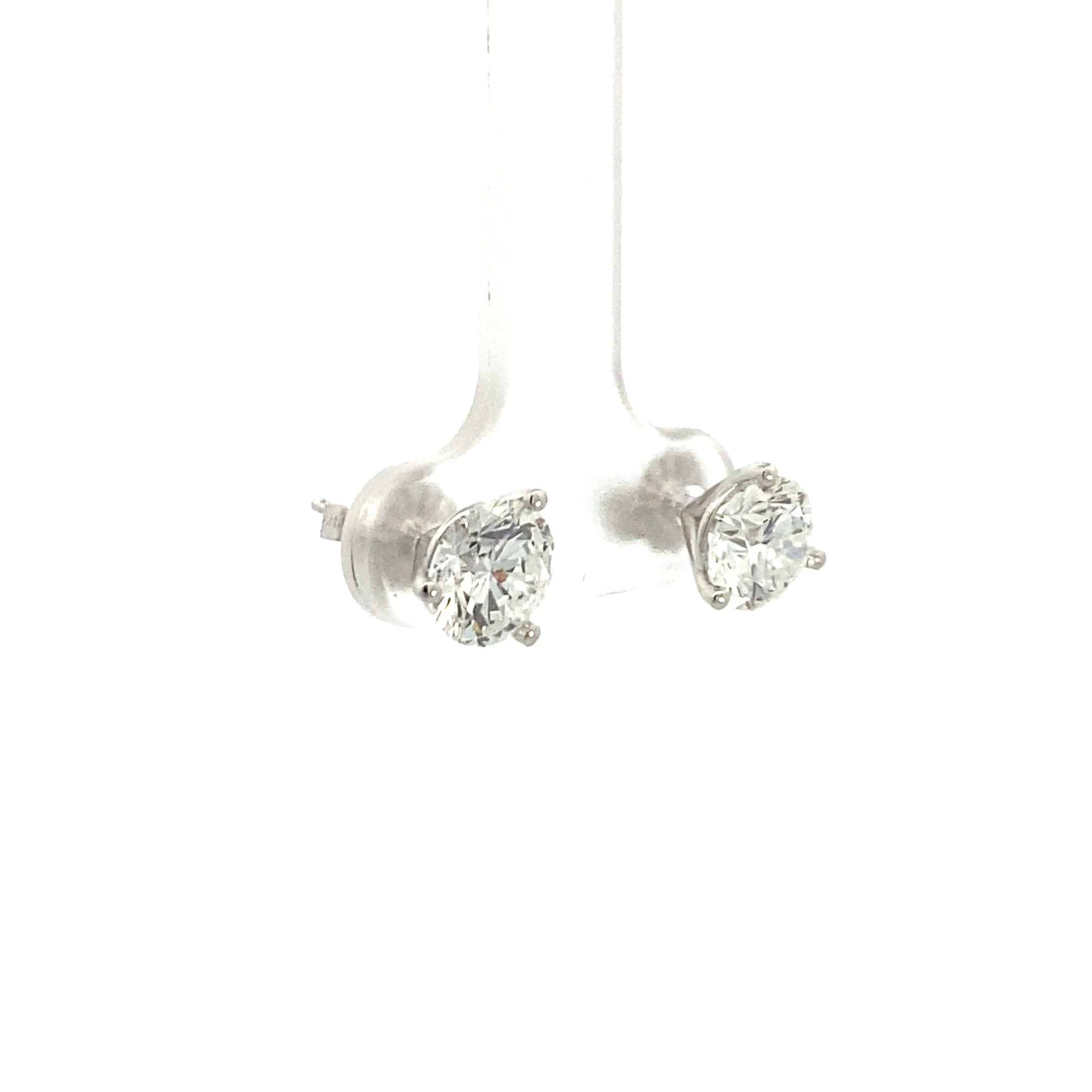 14K White Gold 2-1/2CT. Lab-Grown Martini Set Diamond Stud Earrings