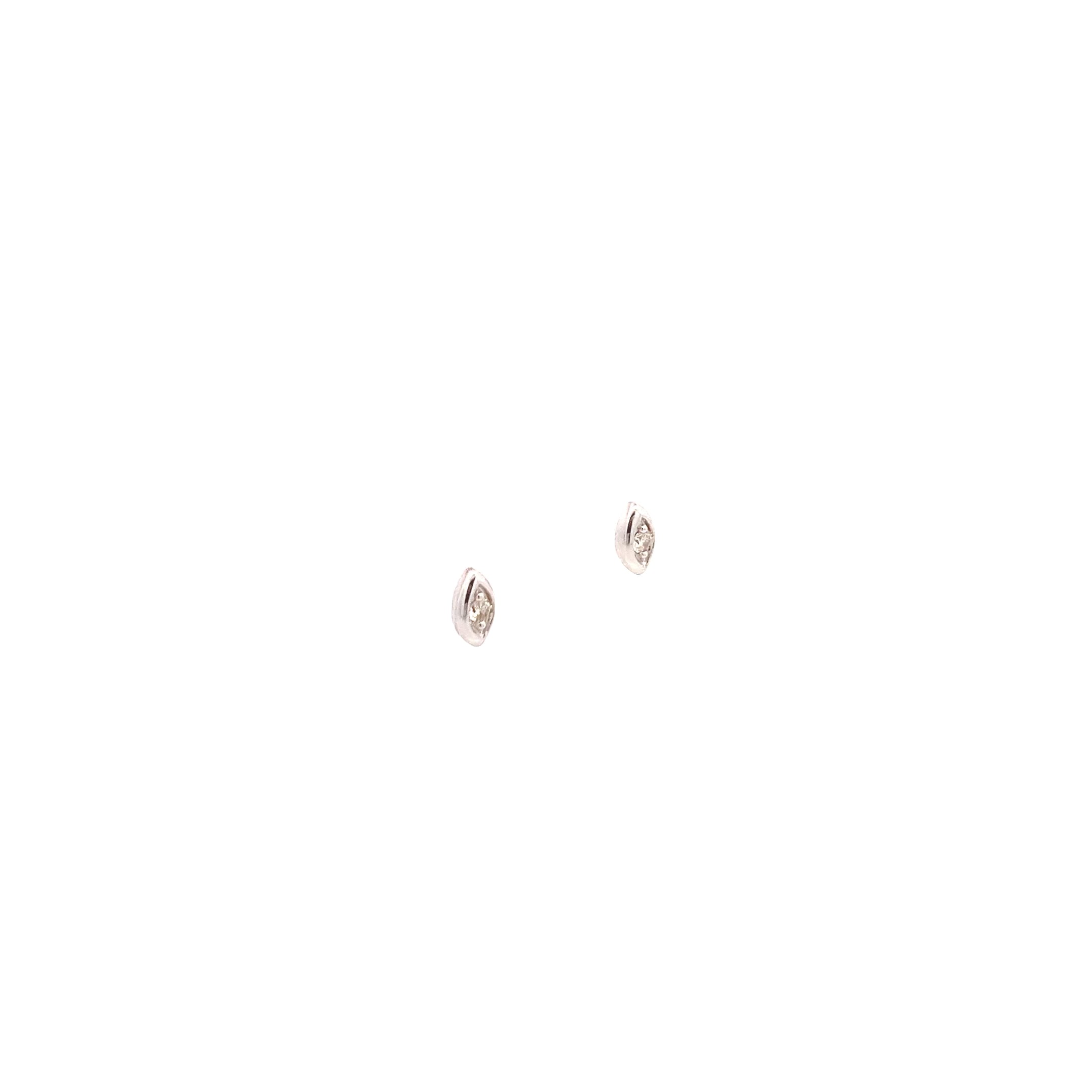 10K White Gold 1/20CT. Diamond Marquise-Framed Stud Earrings