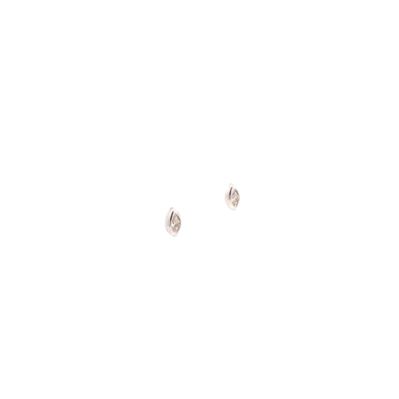 10K White Gold 1/20CT. Diamond Marquise-Framed Studs