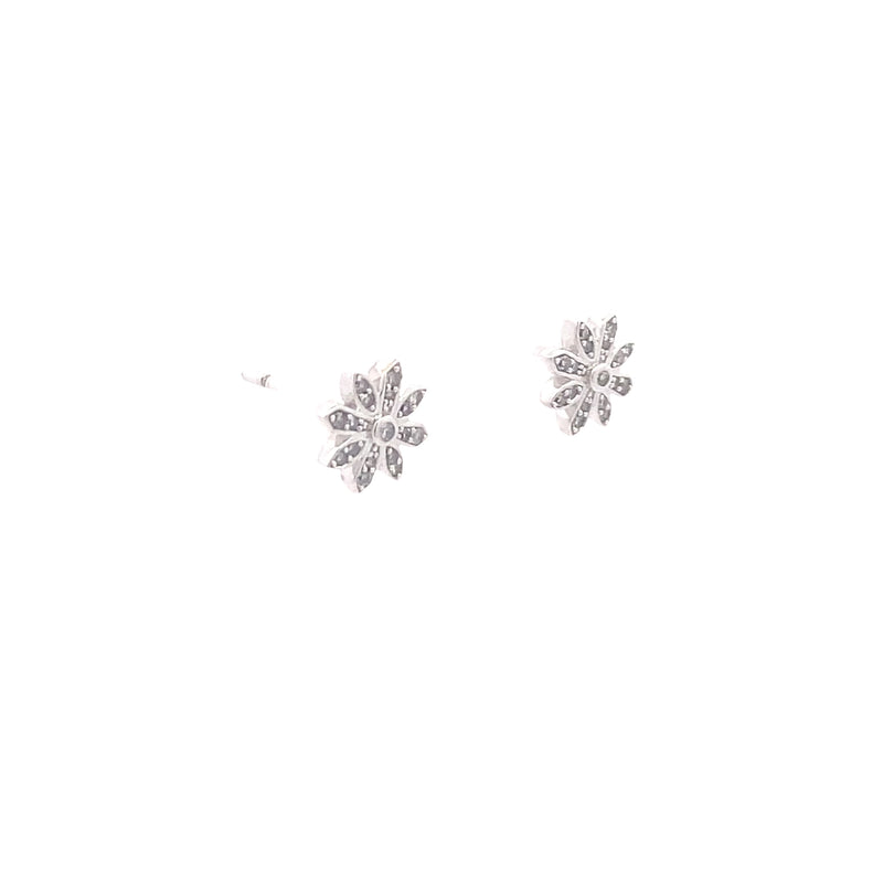 10K White Gold 1/10CT. Diamond Flower Stud Earrings