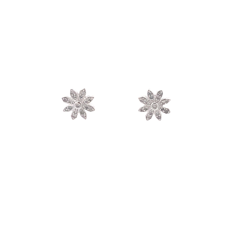 10K White Gold 1/10CT. Diamond Flower Stud Earrings