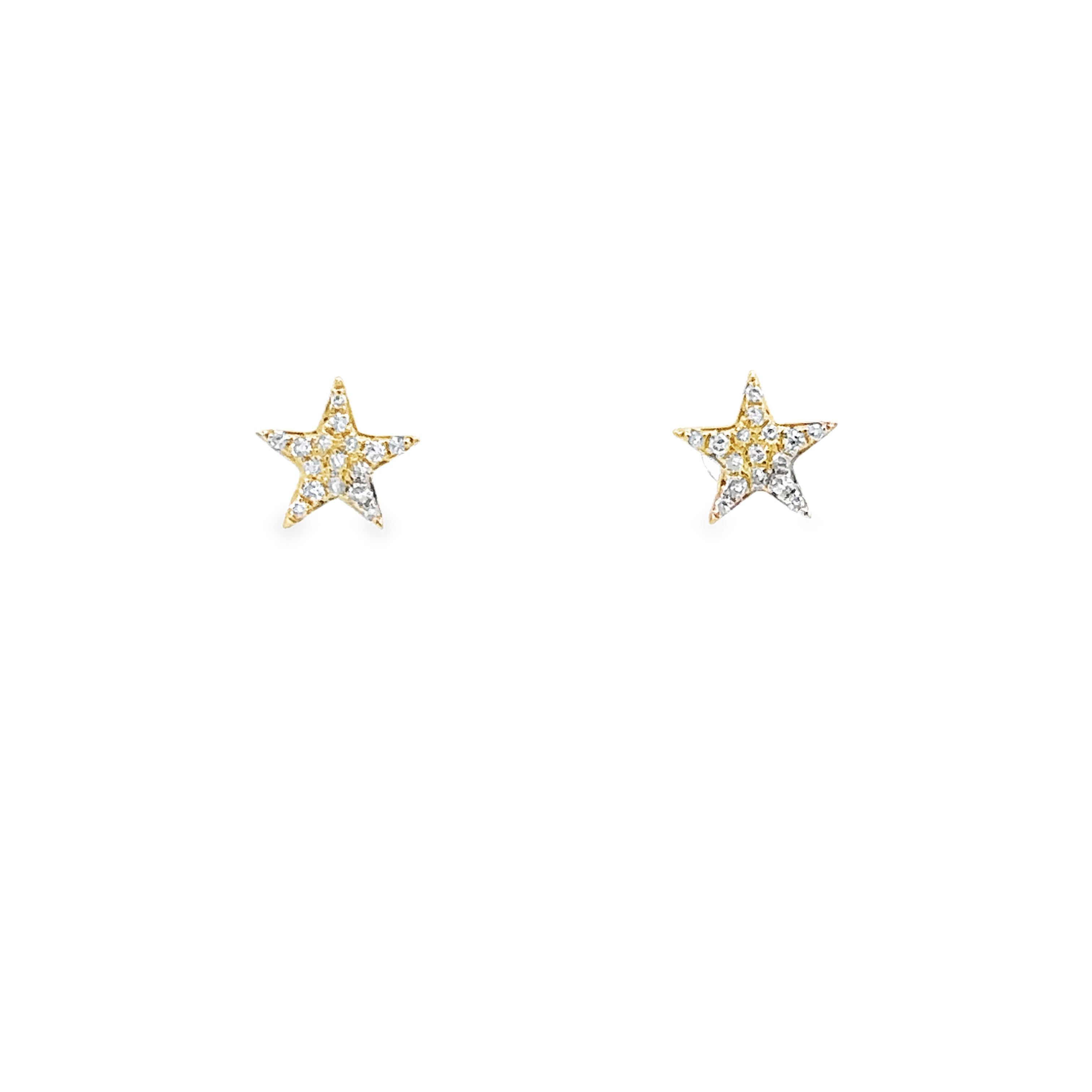 10K Yellow Gold 1/10CT. Diamond Star Stud Earrings