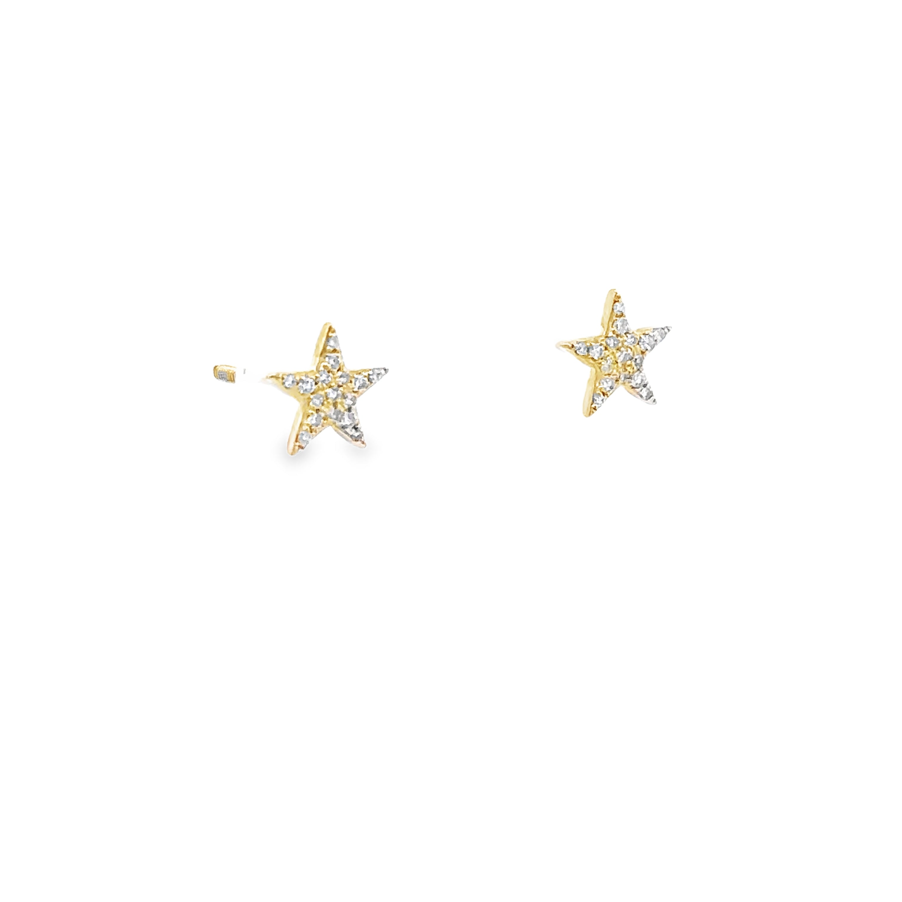 10K Yellow Gold 1/10CT. Diamond Star Stud Earrings