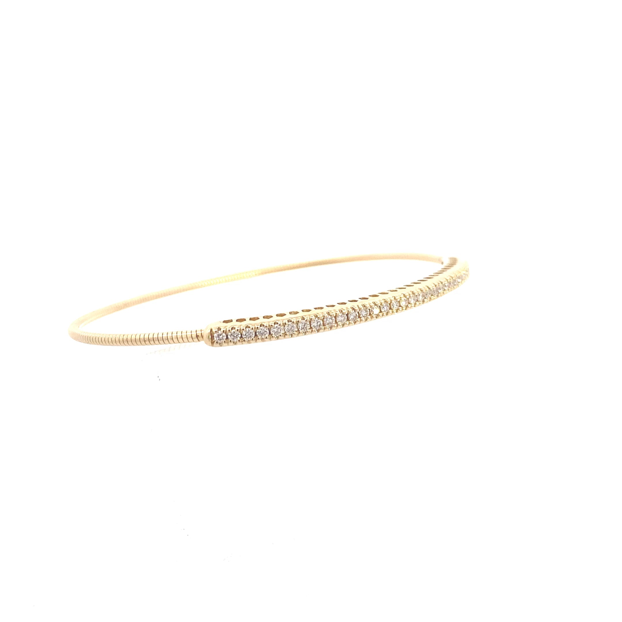 14K Yellow Gold Flexible 1/2CT. Diamond Bangle Bracelet