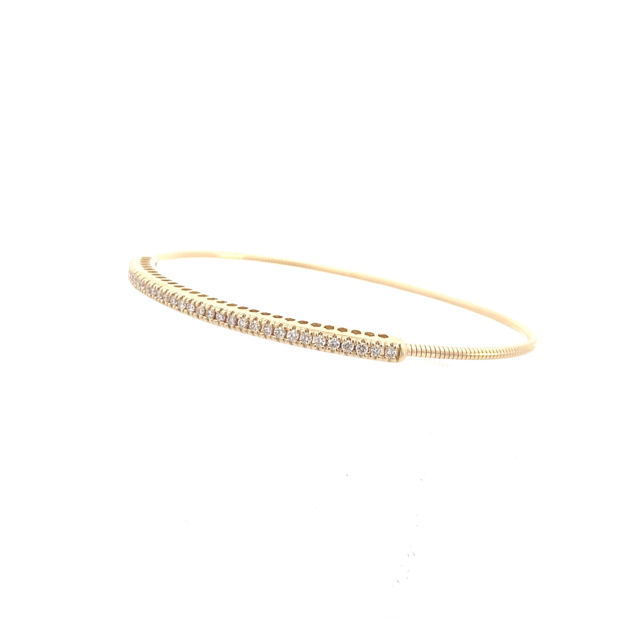 14K Yellow Gold Flexible 1/2CT. Diamond Bangle Bracelet