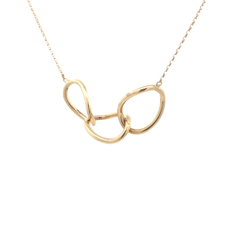 10K Yellow Gold 17" Interlocking Circle Necklace