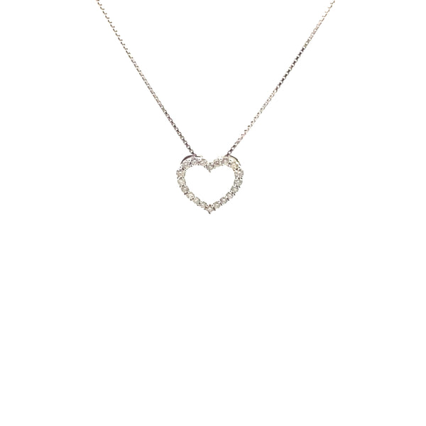 10K White Gold 1/10CT. Diamond Heart Pendant