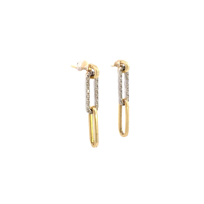 MORRIS AND DAVID 14K Yellow & White Gold Diamond Paperclip Earrings