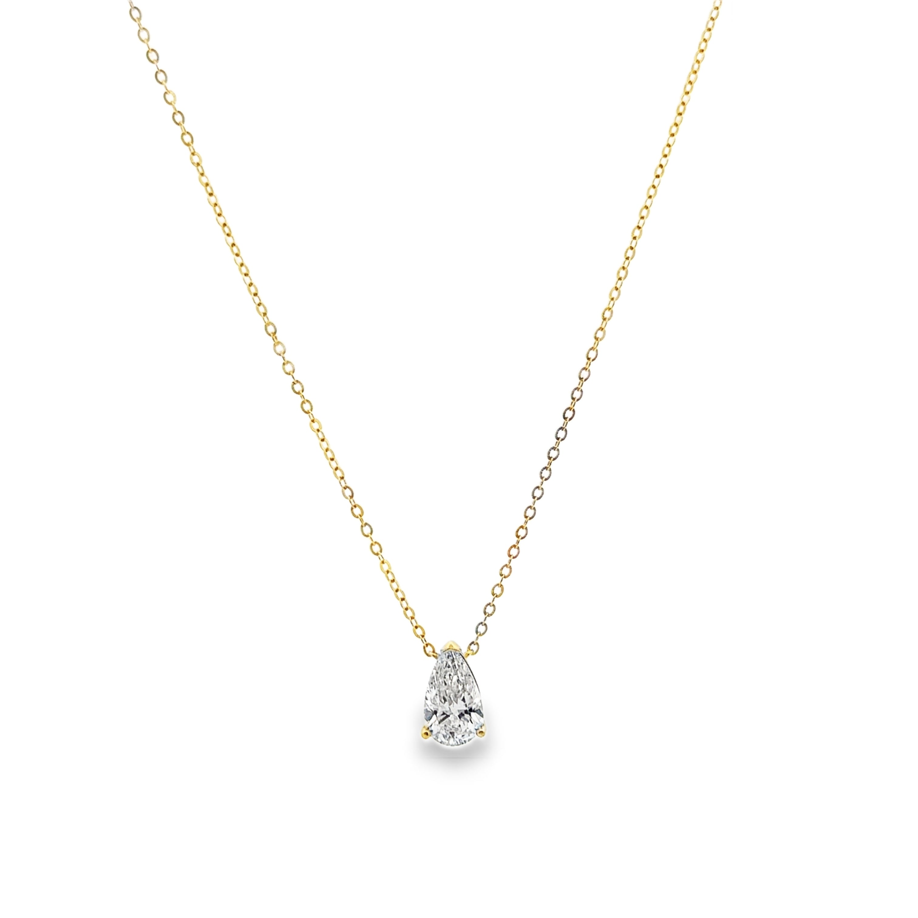 Alternate View 14K Yellow Gold Certified  1.15CT. Pear-Cut Lab-Grown Diamond 18" Necklace