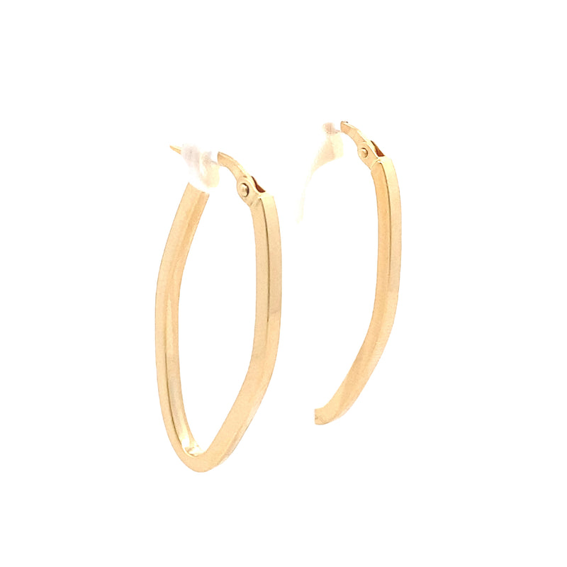10K Yellow Gold 16MM Oval Hoop Earrings