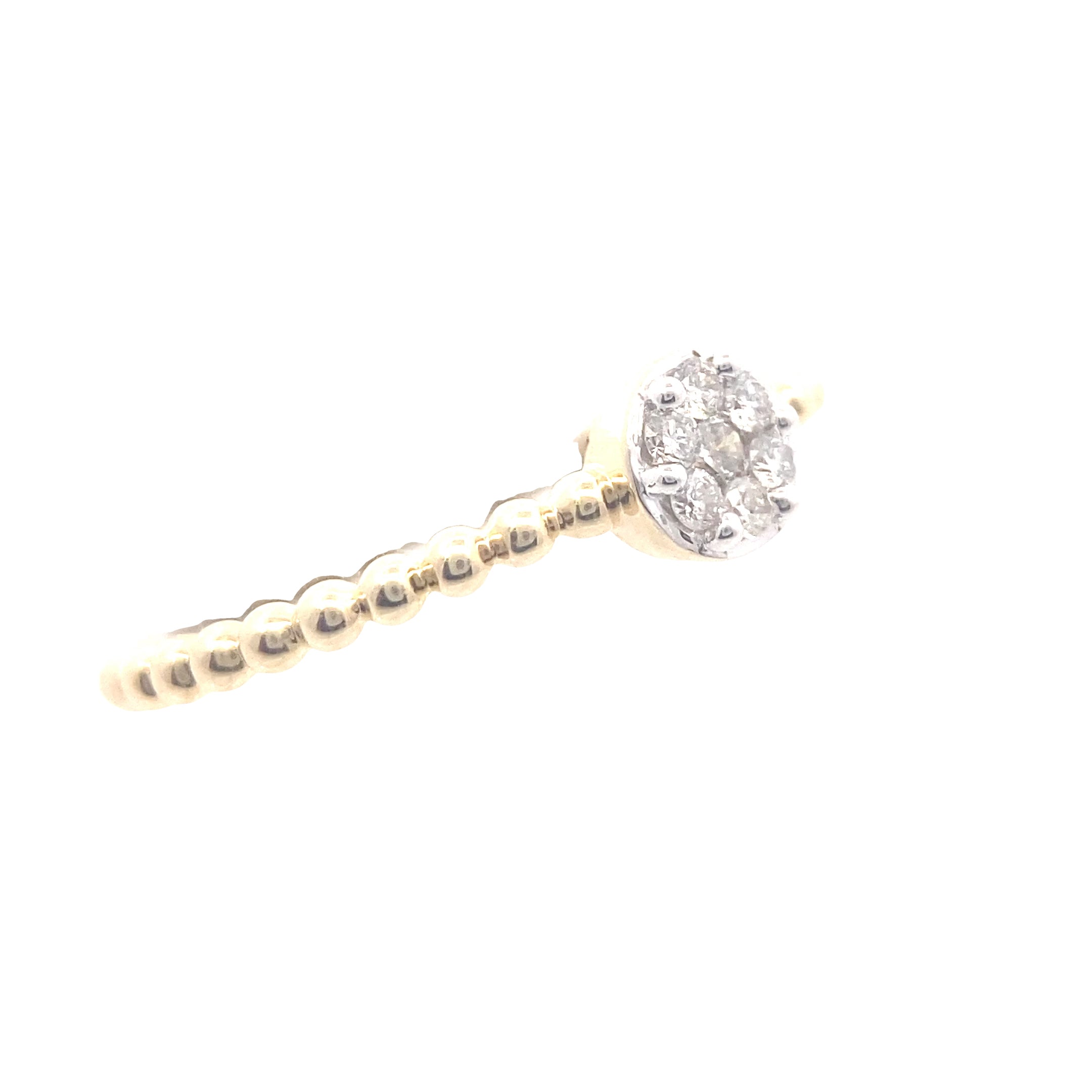 10K Yellow Gold 1/8CT. Diamond Beaded Shank Stackable Ring