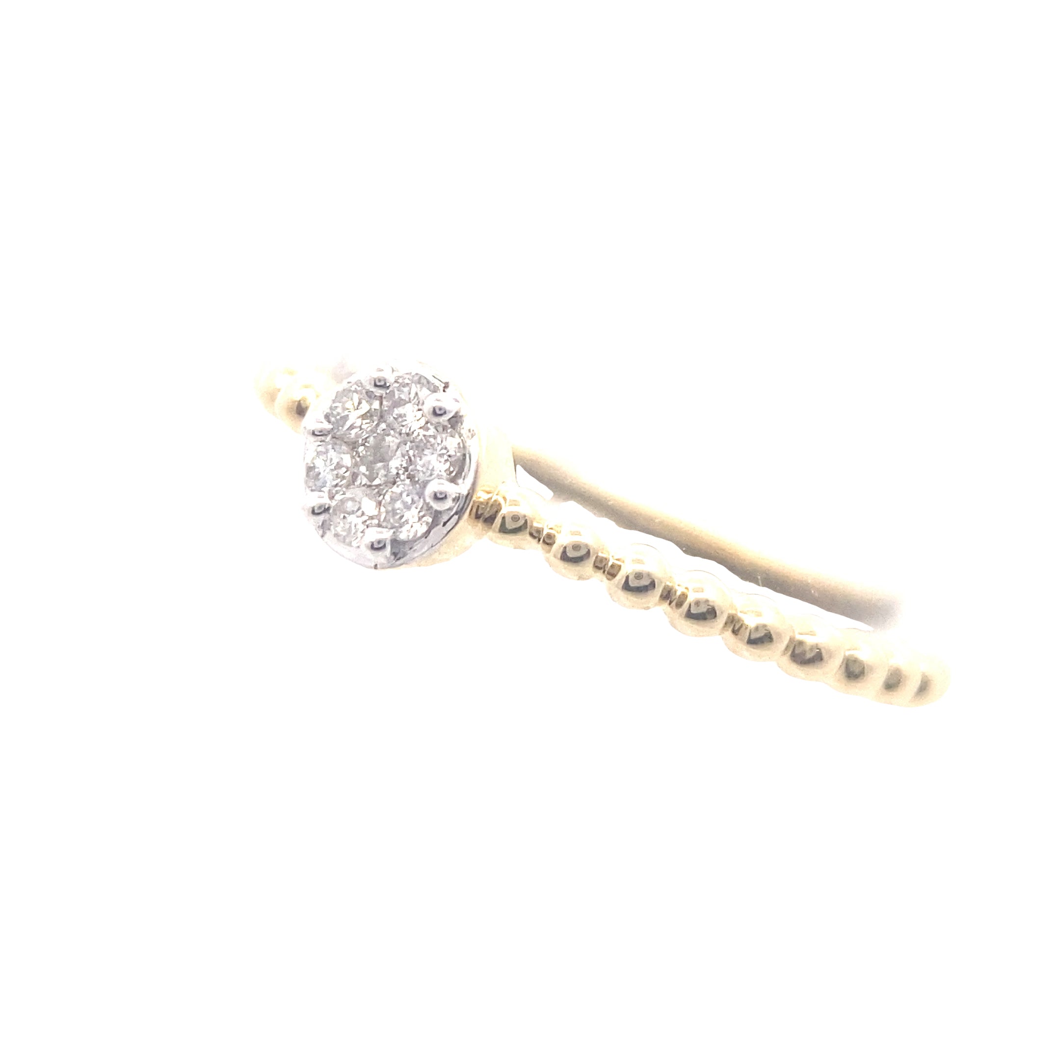 10K Yellow Gold 1/8CT. Diamond Beaded Shank Stackable Ring