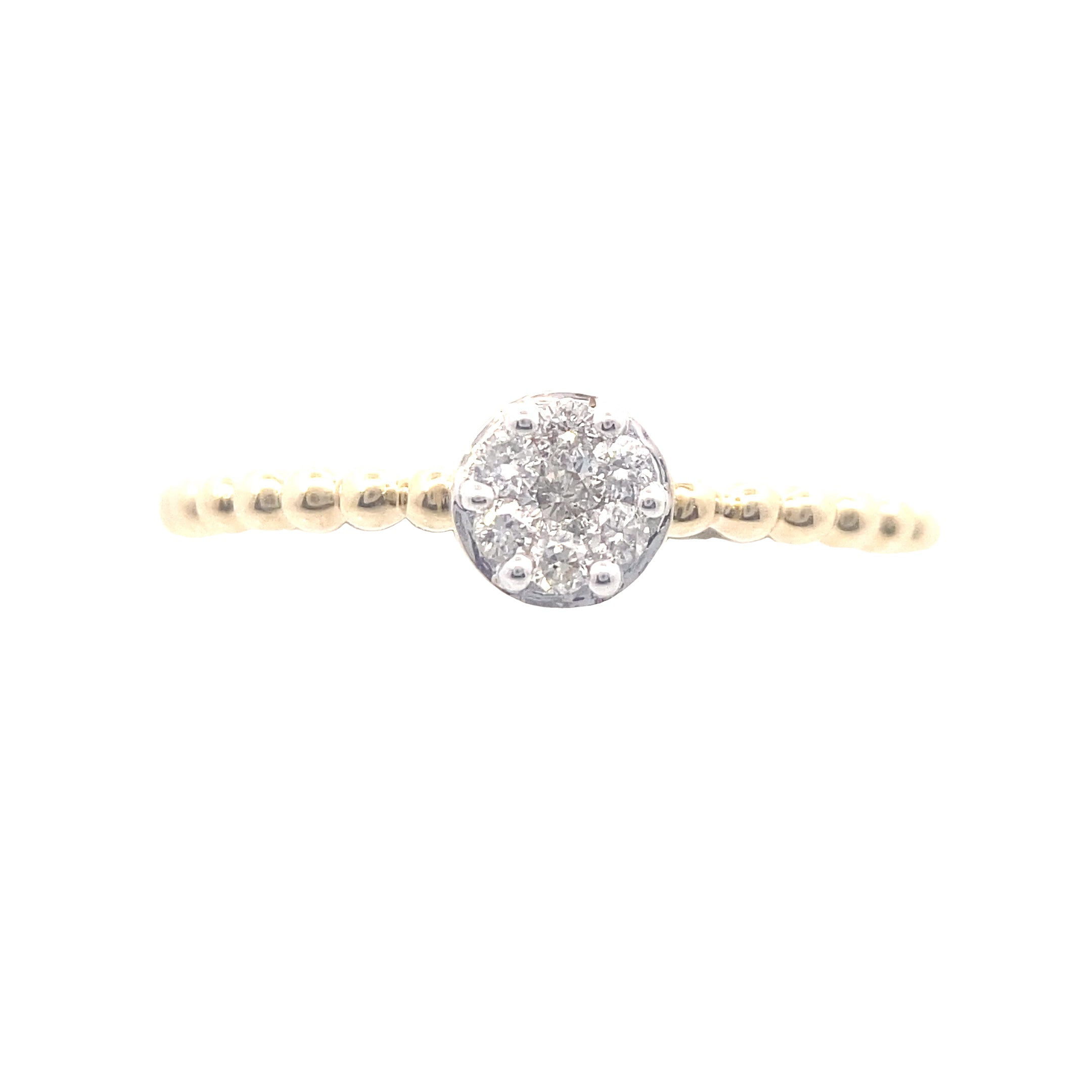 10K Yellow Gold 1/8CT. Diamond Beaded Shank Stackable Ring