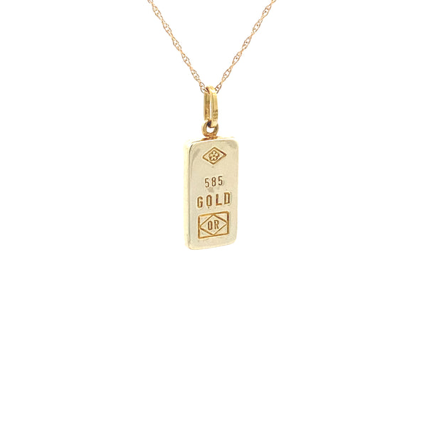 14K Yellow Gold Gold Bar Pendant with 18" Chain